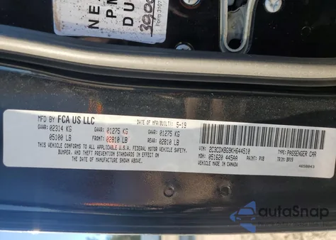 2019 Dodge Charger Sxt z USA, uszkodzony, nr VIN 2C3CDXBG9KH644510